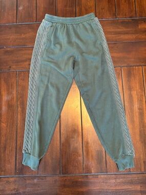 aerie Everyday Cozy Olive Green Cable-Trim Jogger Sweatpants Size Small